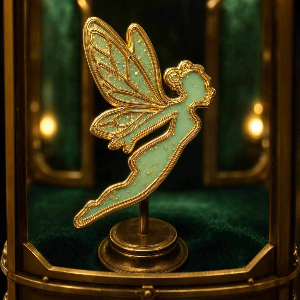 Tinker Bell — Filigree — extreme close-up inside a glass museum case