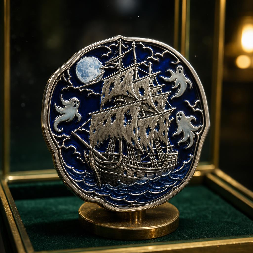 The Ghostly Galleon — extreme close-up inside a glass museum case