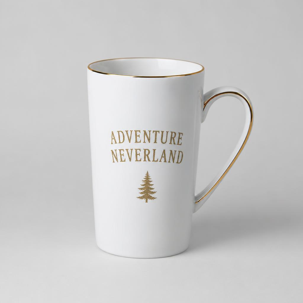 Adventure Neverland Mug — White & Gold