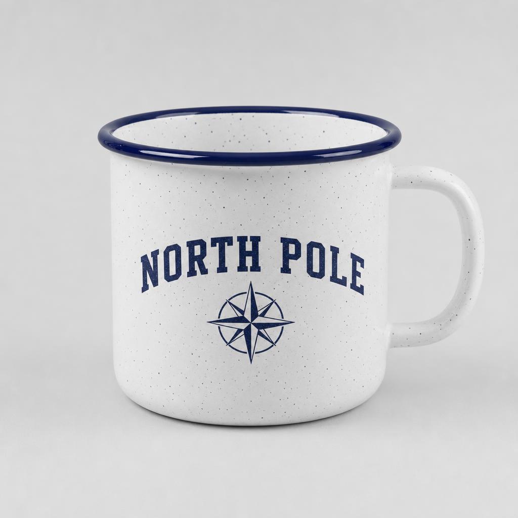 North Pole Enamel Mug — Speckled White