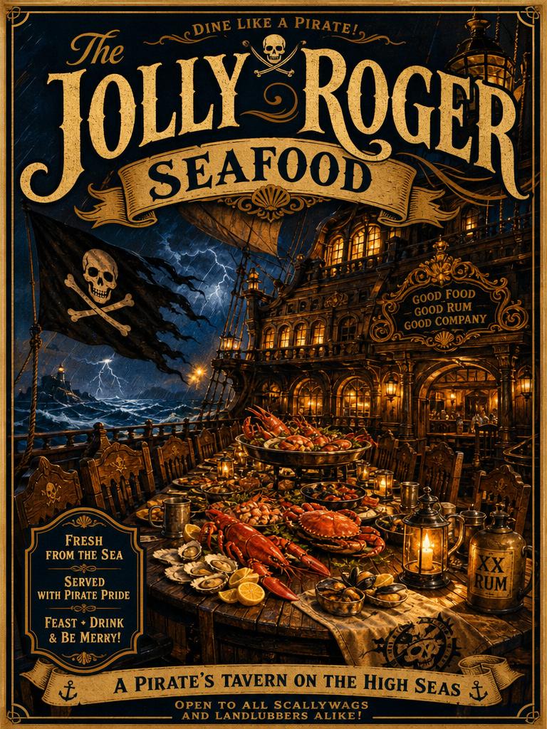 The Jolly Roger Seafood attraction poster