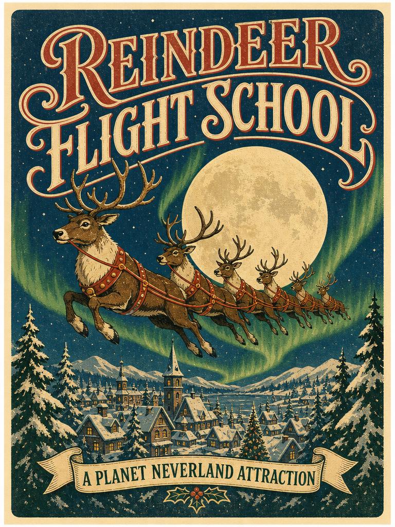 Reindeer Flight School attraction poster