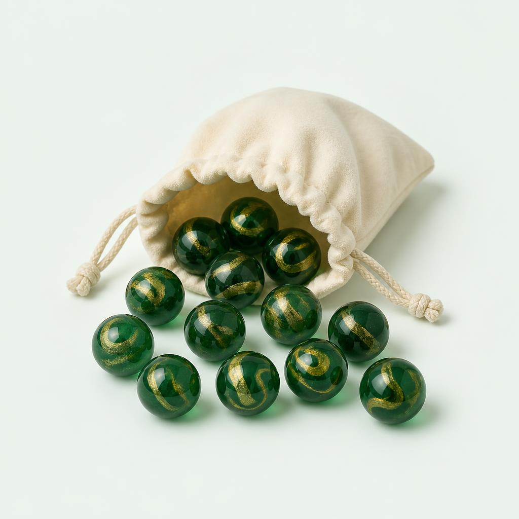 Green Glass Marbles (12)